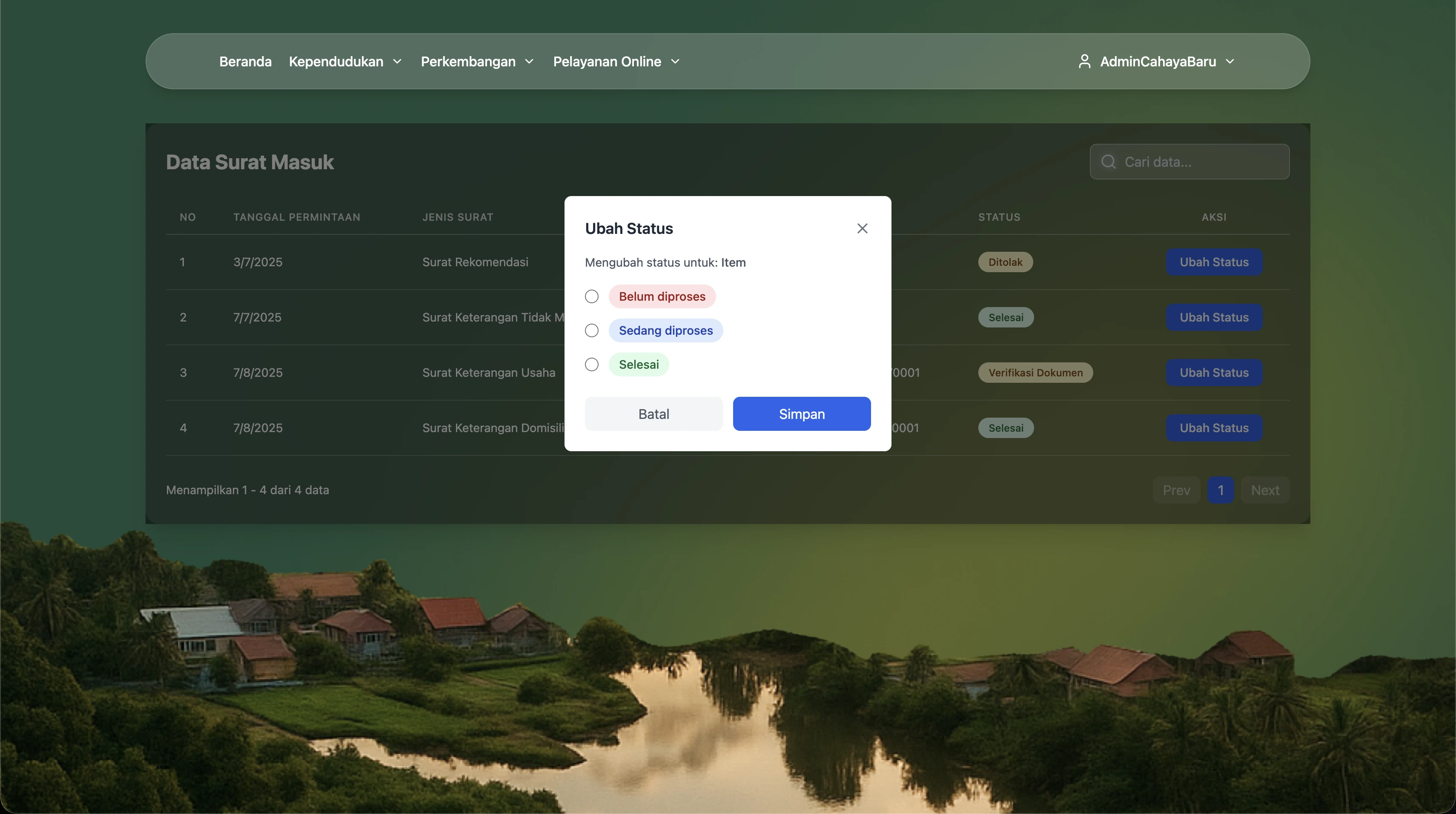 Surat Masuk workflow — processing incoming official correspondence.