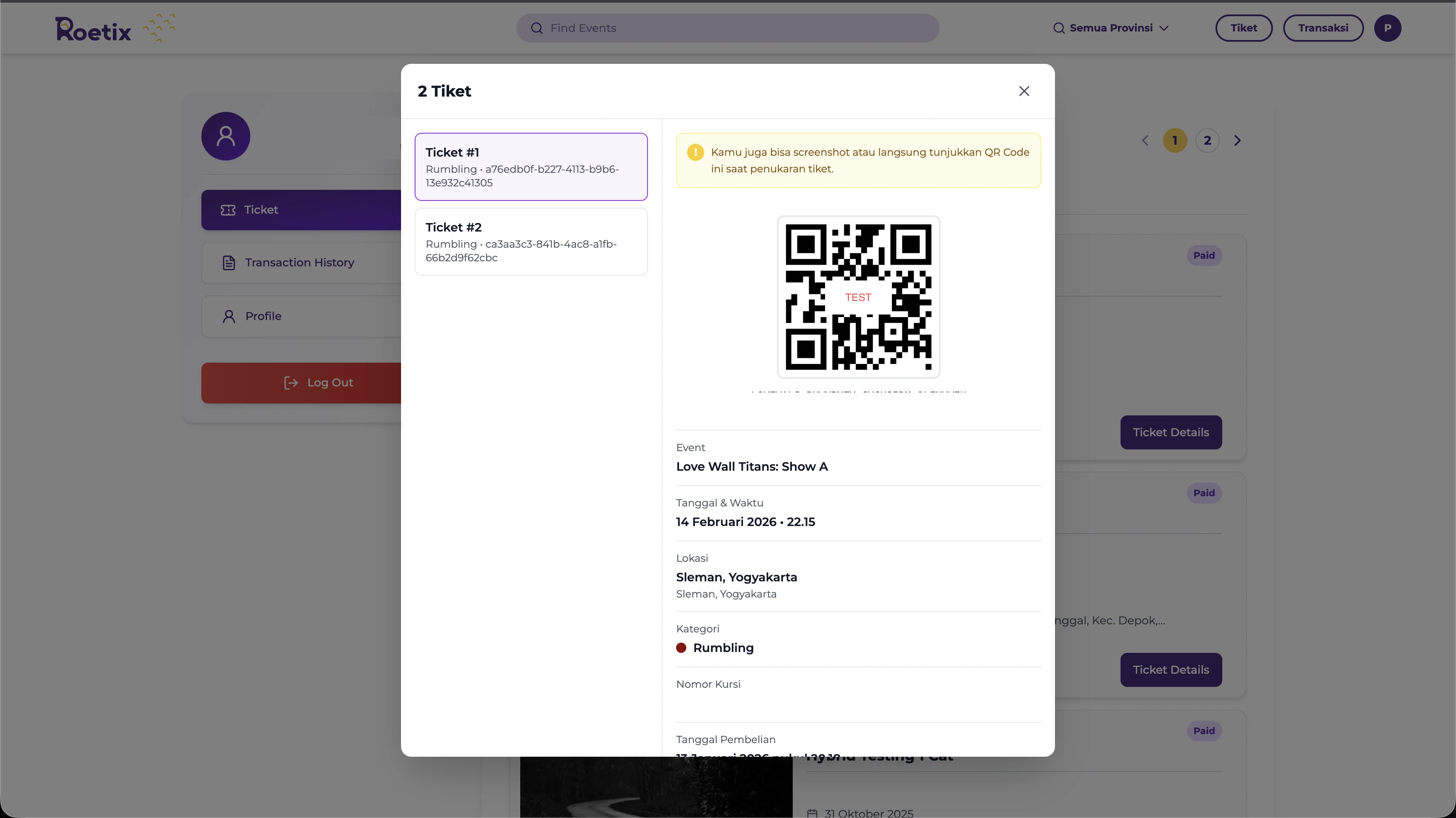 E-ticketing module assigning digital tickets to user accounts with an automated email sender service delivering QR-coded confirmations upon successful transaction.